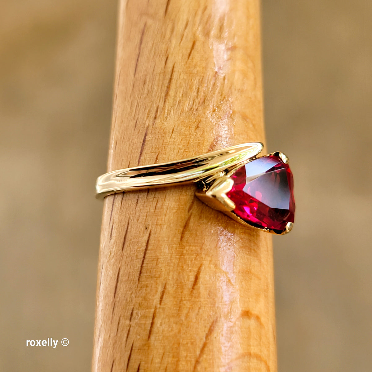 10K Yellow Gold Ruby Satin Finish Bypass Ring Size 6.25 - Solid Gold
