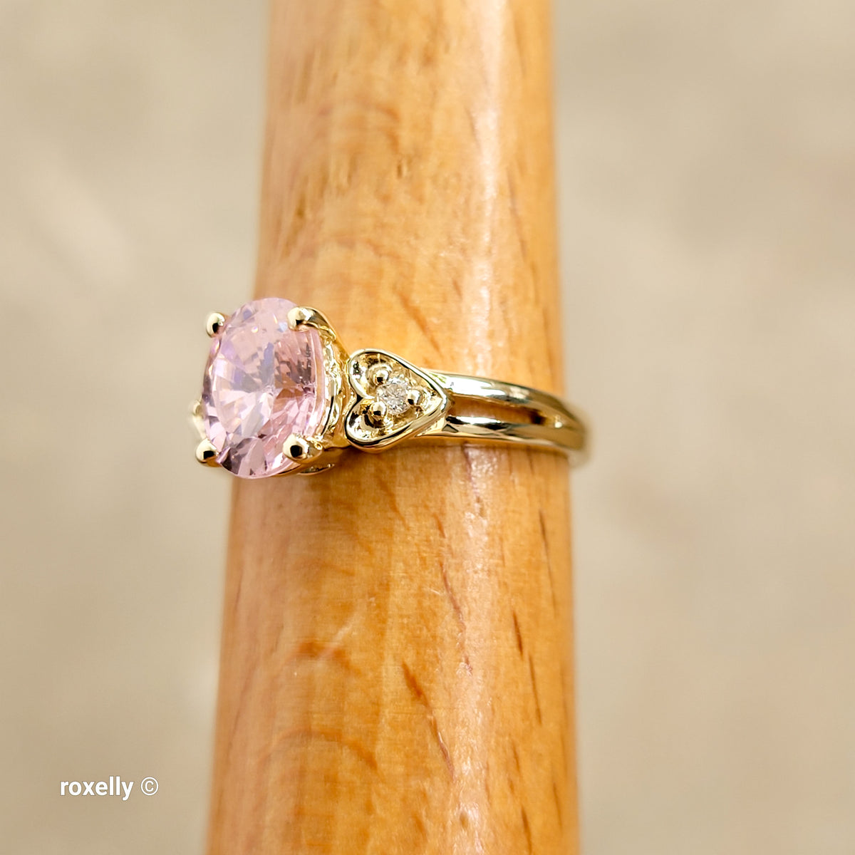 14K Yellow Gold Pink Ice and Genuine Diamonds Ring Size 6 - Solid Gold