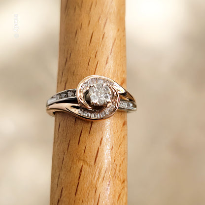 10K Two-Tone Gold Genuine Diamonds Ring Size 4 - Solid Gold