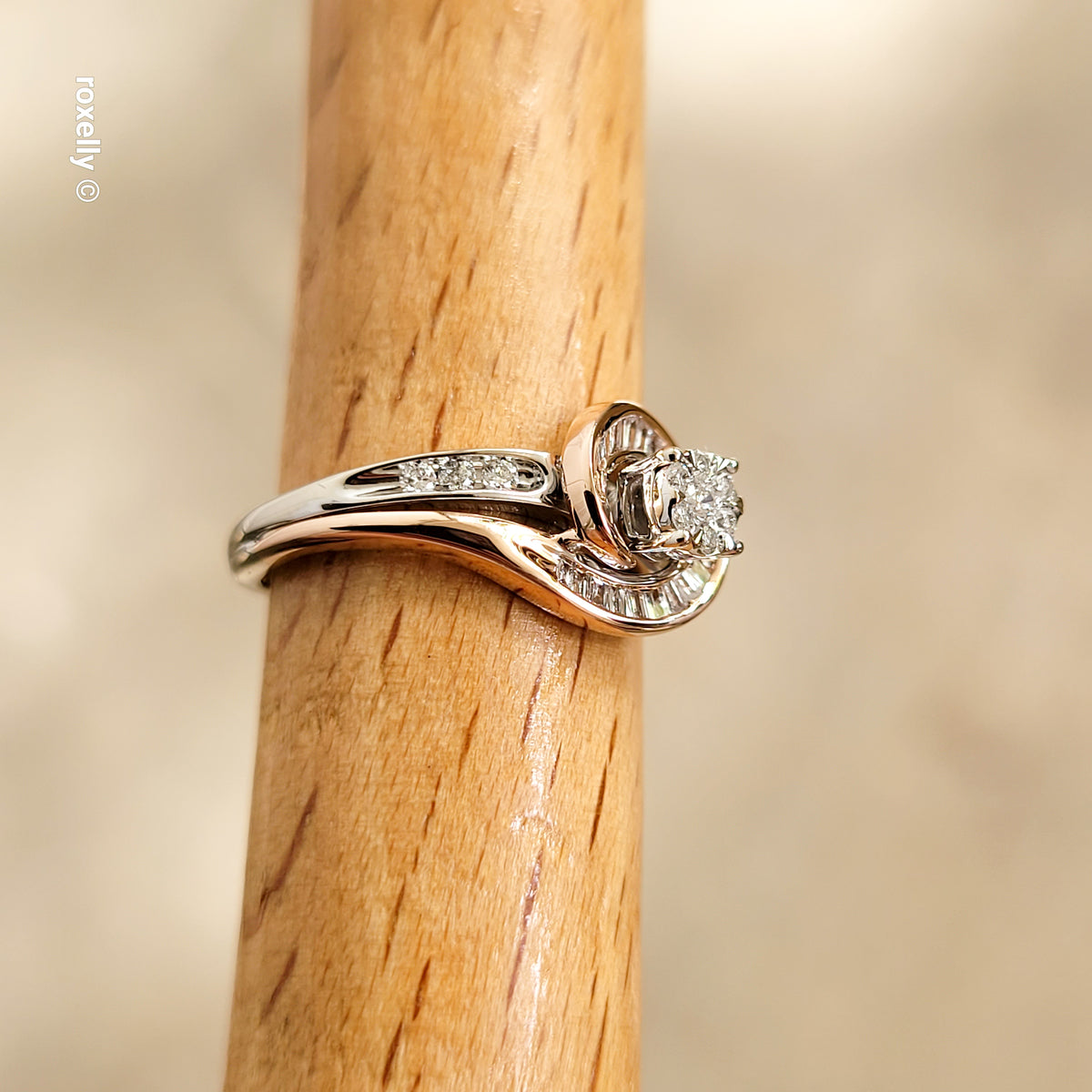 10K Two-Tone Gold Genuine Diamonds Ring Size 4 - Solid Gold