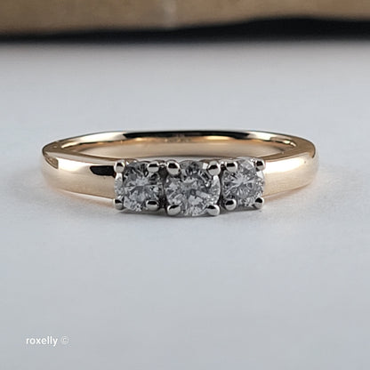 14K Yellow Gold Genuine Diamonds Band Ring Size 7 - Solid Gold