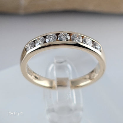14K Yellow Gold Genuine Diamonds Band Ring Size 6.5 - Solid Gold
