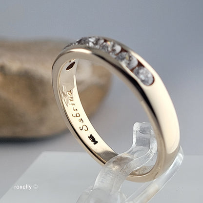 14K Yellow Gold Genuine Diamonds Band Ring Size 6.5 - Solid Gold