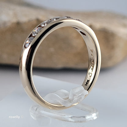 14K Yellow Gold Genuine Diamonds Band Ring Size 6.5 - Solid Gold