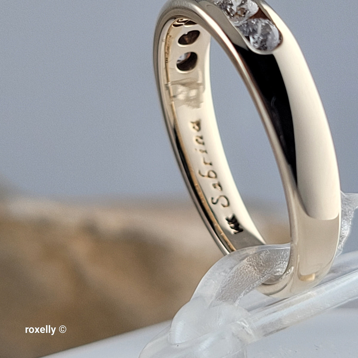 14K Yellow Gold Genuine Diamonds Band Ring Size 6.5 - Solid Gold
