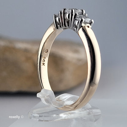 14K Yellow Gold Genuine Diamonds Band Ring Size 7 - Solid Gold