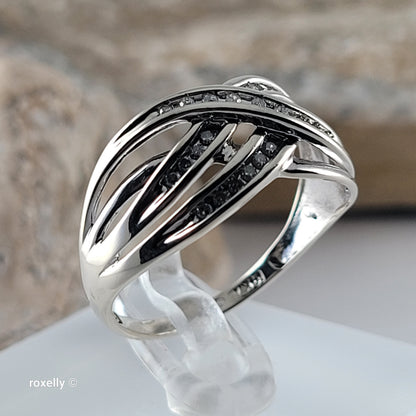 14K White Gold Crossover Genuine Diamonds Ring Size 9.5 - Solid Gold