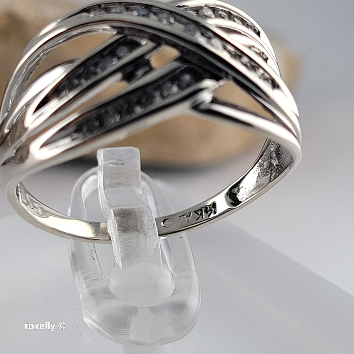 14K White Gold Crossover Genuine Diamonds Ring Size 9.5 - Solid Gold