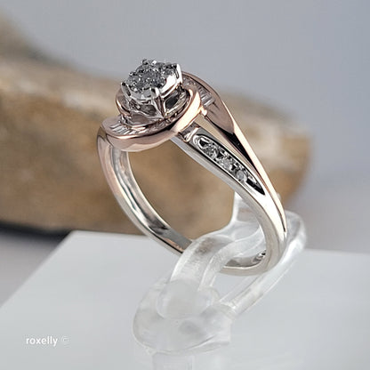 10K Two-Tone Gold Genuine Diamonds Ring Size 4 - Solid Gold