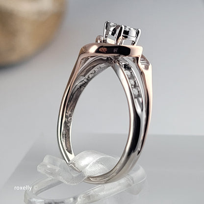 10K Two-Tone Gold Genuine Diamonds Ring Size 4 - Solid Gold