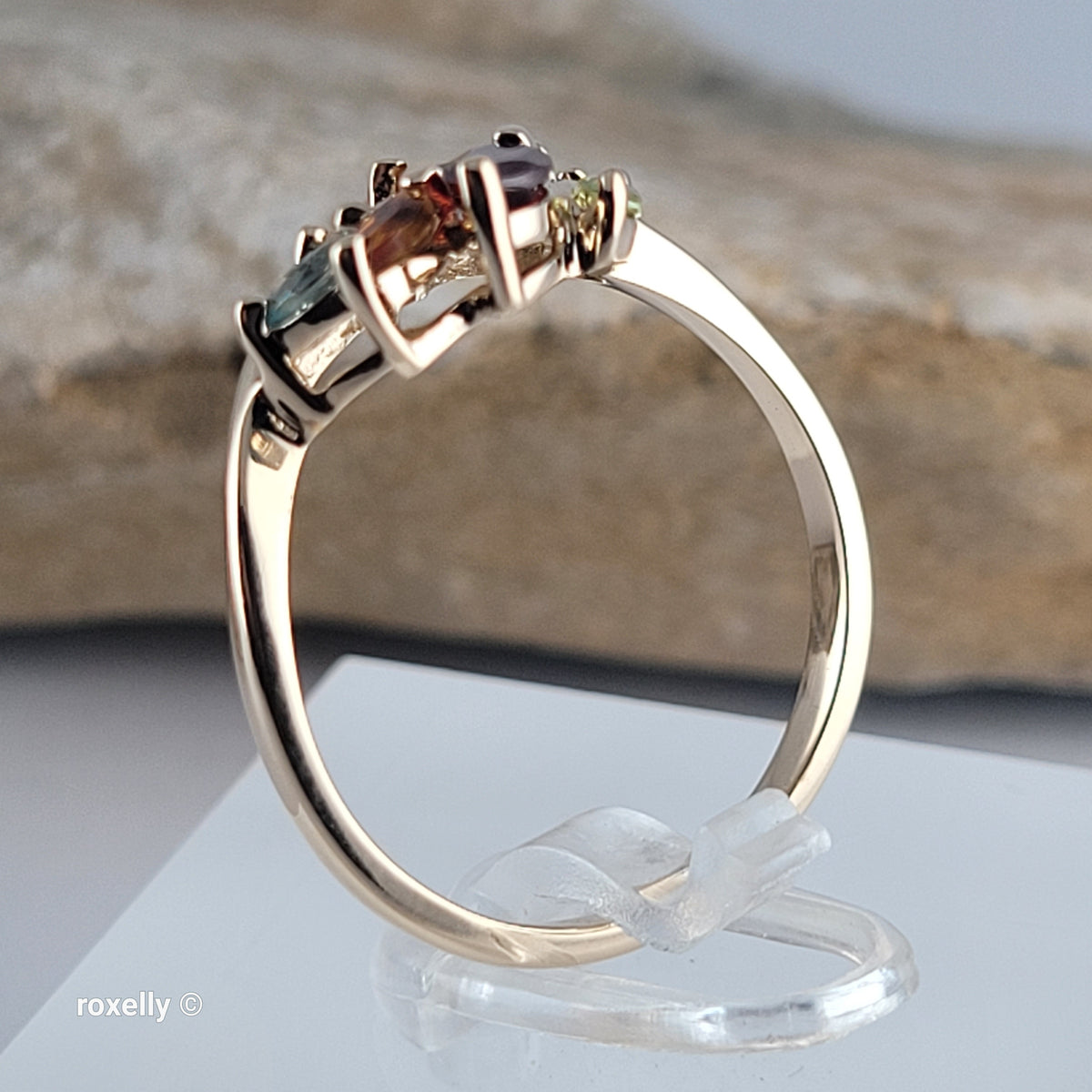 14K Yellow Gold Multi-Gemstone Cocktail Ring Size 8.25 - Solid Gold