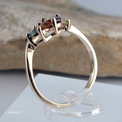 14K Yellow Gold Multi-Gemstone Cocktail Ring Size 8.25 - Solid Gold