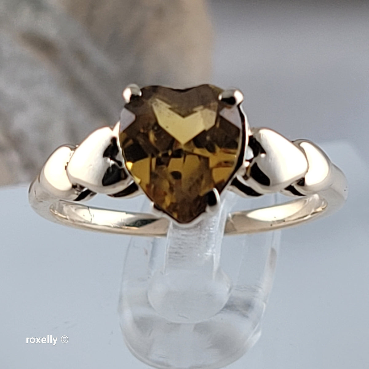 Vintage 10K Yellow Gold Heart-Shaped Citrine Ring Size 5.5 - Solid Gold