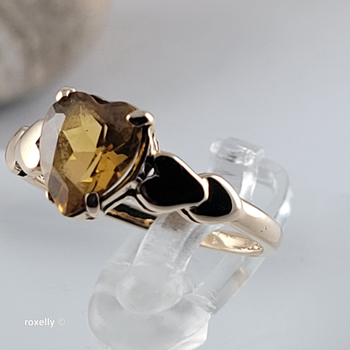 Vintage 10K Yellow Gold Heart-Shaped Citrine Ring Size 5.5 - Solid Gold