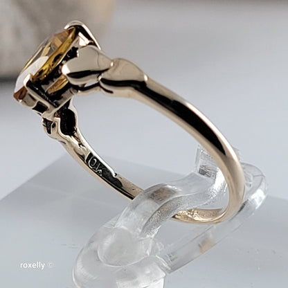 Vintage 10K Yellow Gold Heart-Shaped Citrine Ring Size 5.5 - Solid Gold