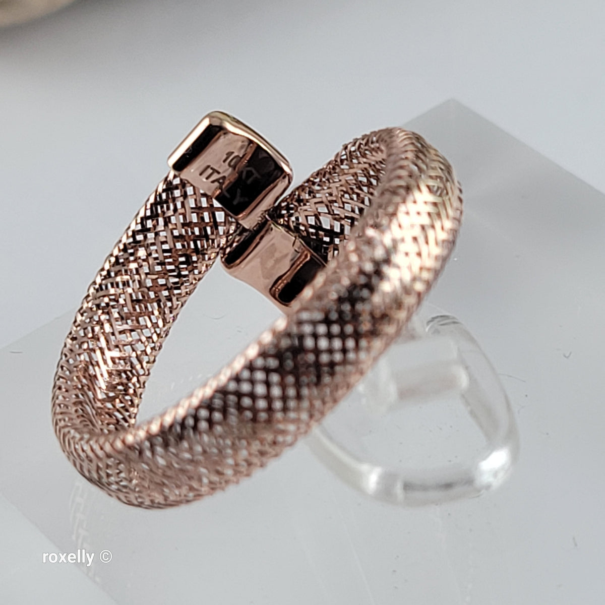10K Rose Gold Flexible Mesh Ring Size 6.5, Made in Italy - Solid Gold
