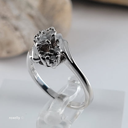 14K White Gold Genuine Diamonds Bypass Ring Size 6.25 - Solid Gold