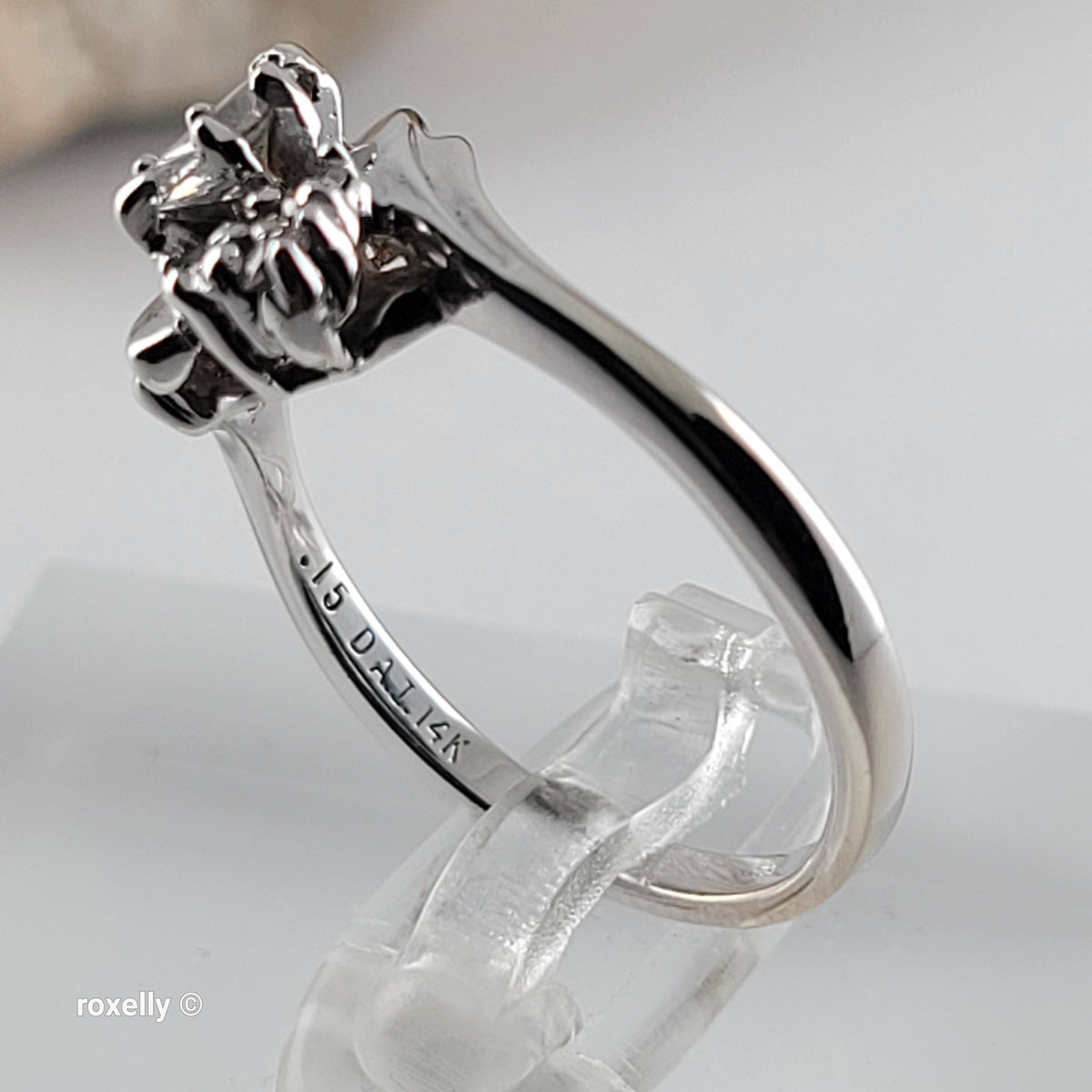 14K White Gold Genuine Diamonds Bypass Ring Size 6.25 - Solid Gold