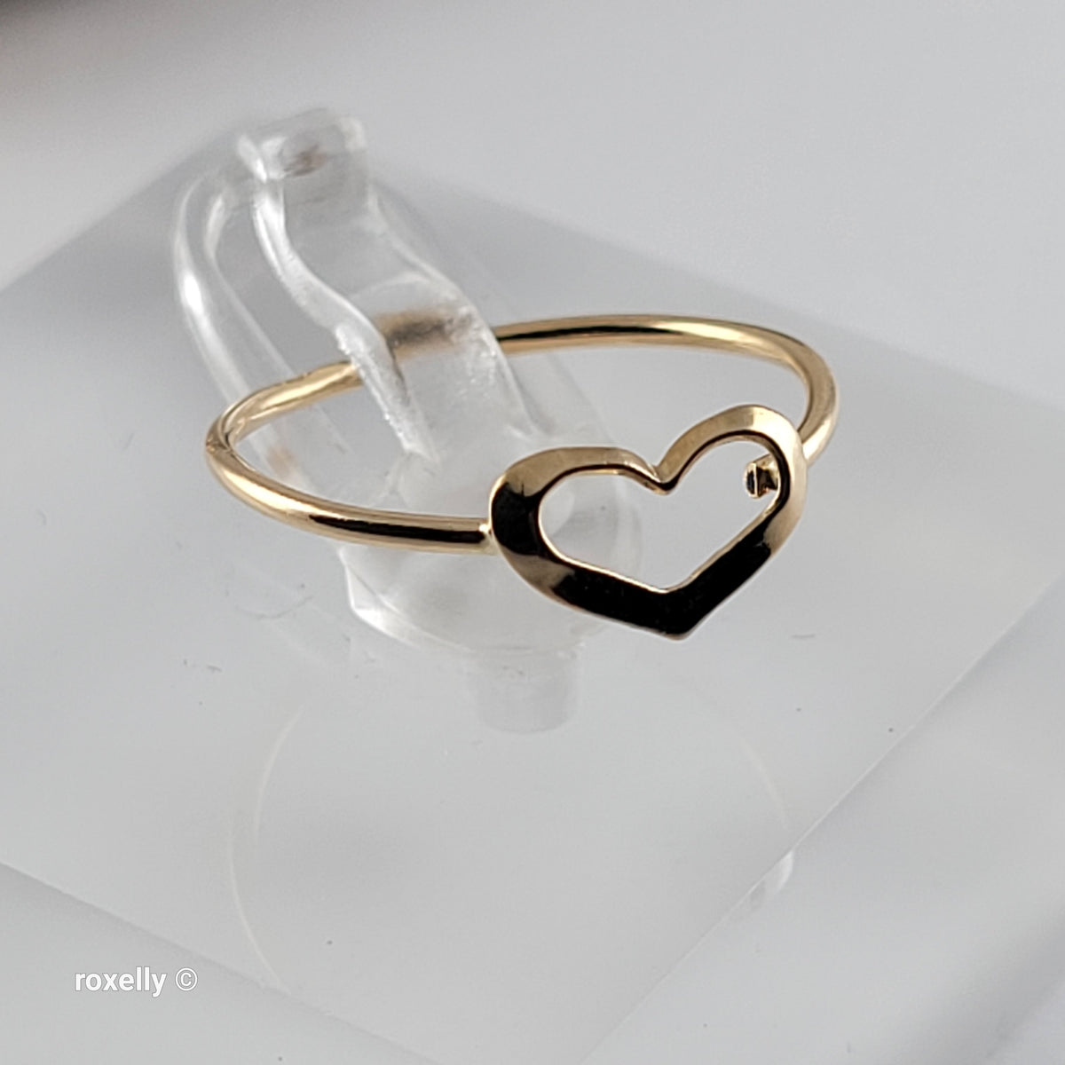 18K Yellow Gold Heart-Shaped Dainty Ring Size 4.75 - Solid Gold
