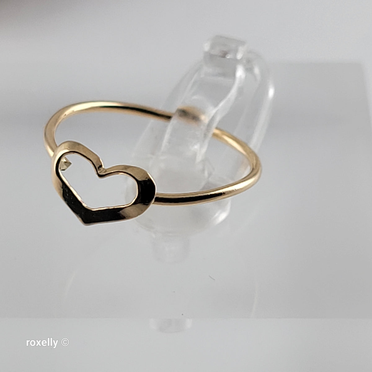 18K Yellow Gold Heart-Shaped Dainty Ring Size 4.75 - Solid Gold