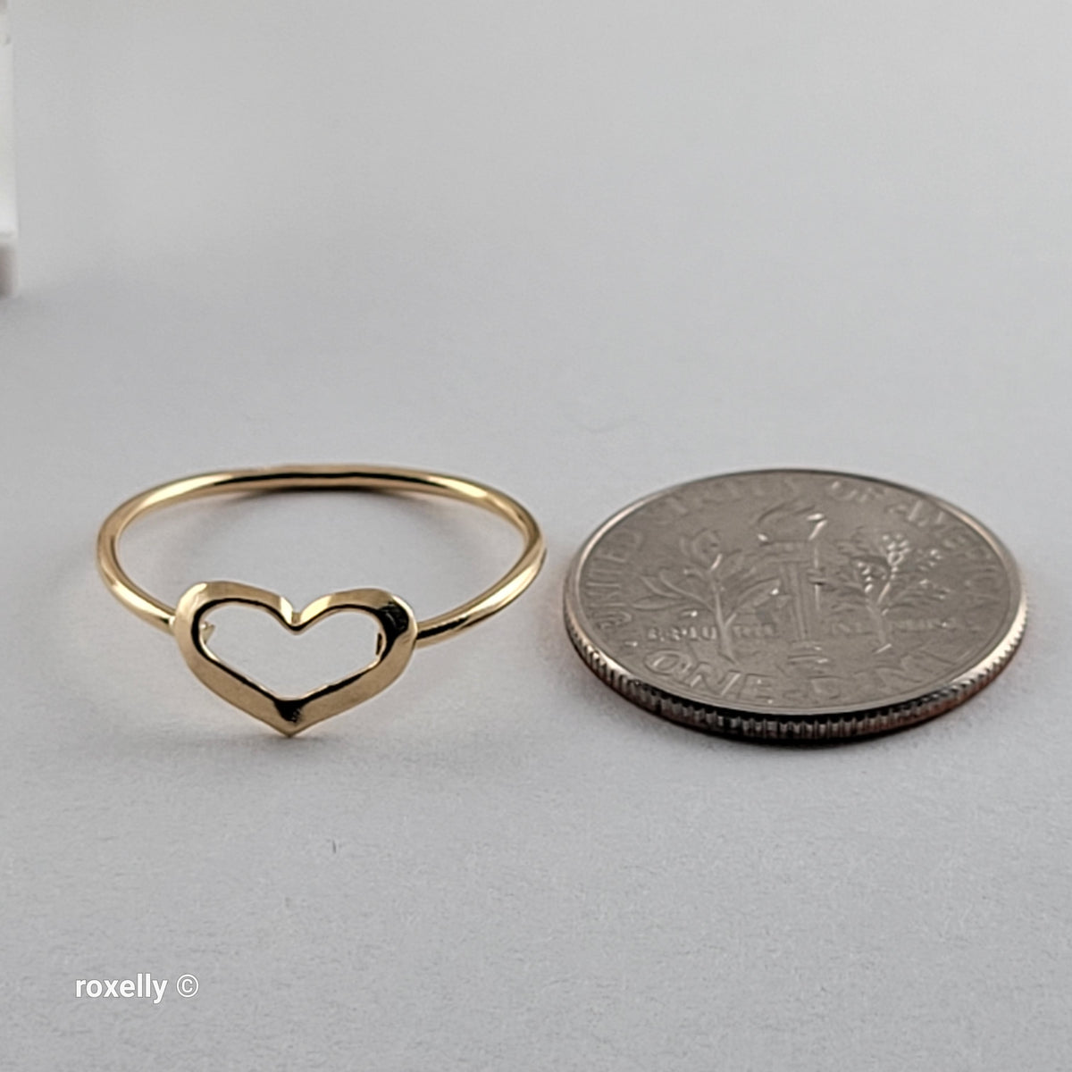 18K Yellow Gold Heart-Shaped Dainty Ring Size 4.75 - Solid Gold