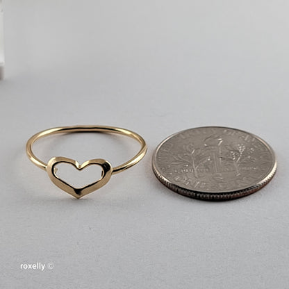 18K Yellow Gold Heart-Shaped Dainty Ring Size 4.75 - Solid Gold