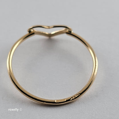 18K Yellow Gold Heart-Shaped Dainty Ring Size 4.75 - Solid Gold