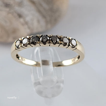 14K Yellow Gold Genuine Diamonds Band Ring Size 7.75 - Solid Gold