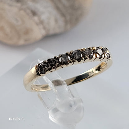 14K Yellow Gold Genuine Diamonds Band Ring Size 7.75 - Solid Gold