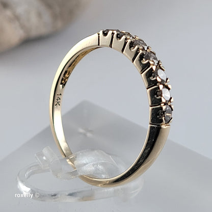 14K Yellow Gold Genuine Diamonds Band Ring Size 7.75 - Solid Gold