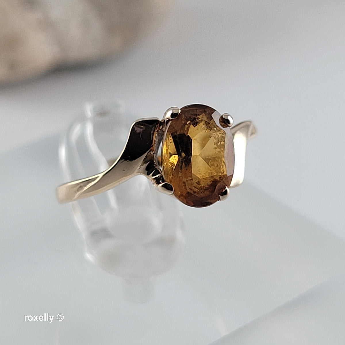 14K Yellow Gold Citrine Gemstone Bypass Ring Size 5.25 - Solid Gold
