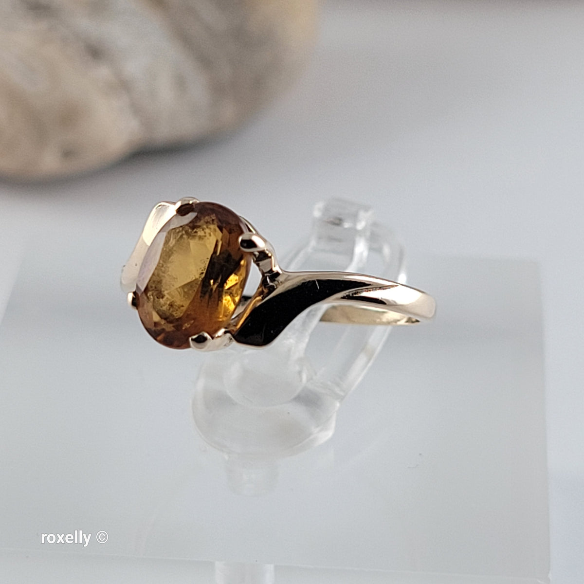 14K Yellow Gold Citrine Gemstone Bypass Ring Size 5.25 - Solid Gold