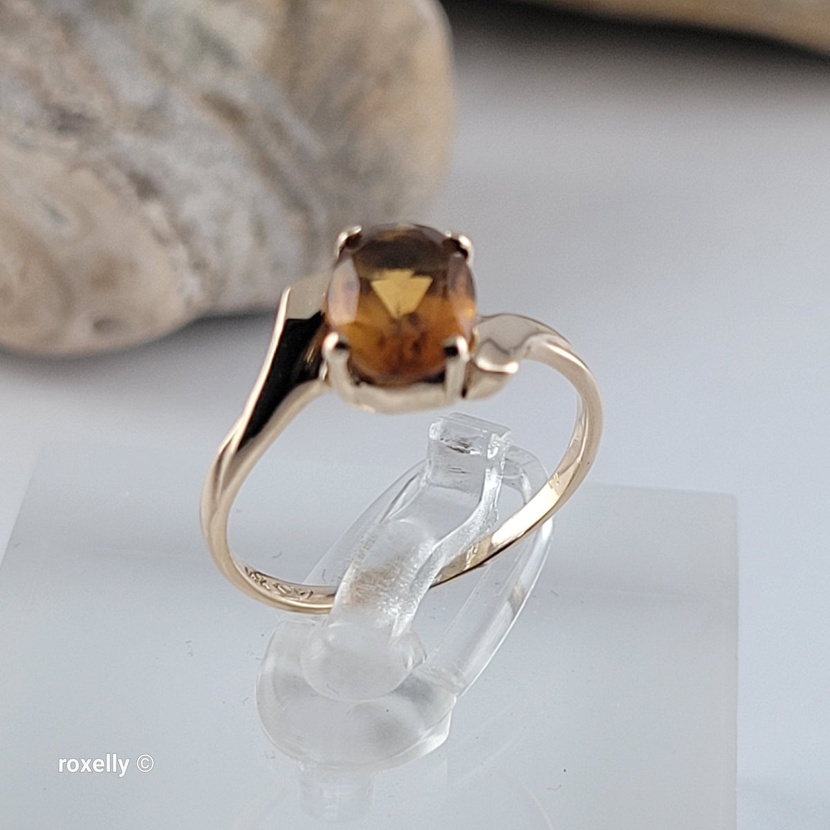 14K Yellow Gold Citrine Gemstone Bypass Ring Size 5.25 - Solid Gold