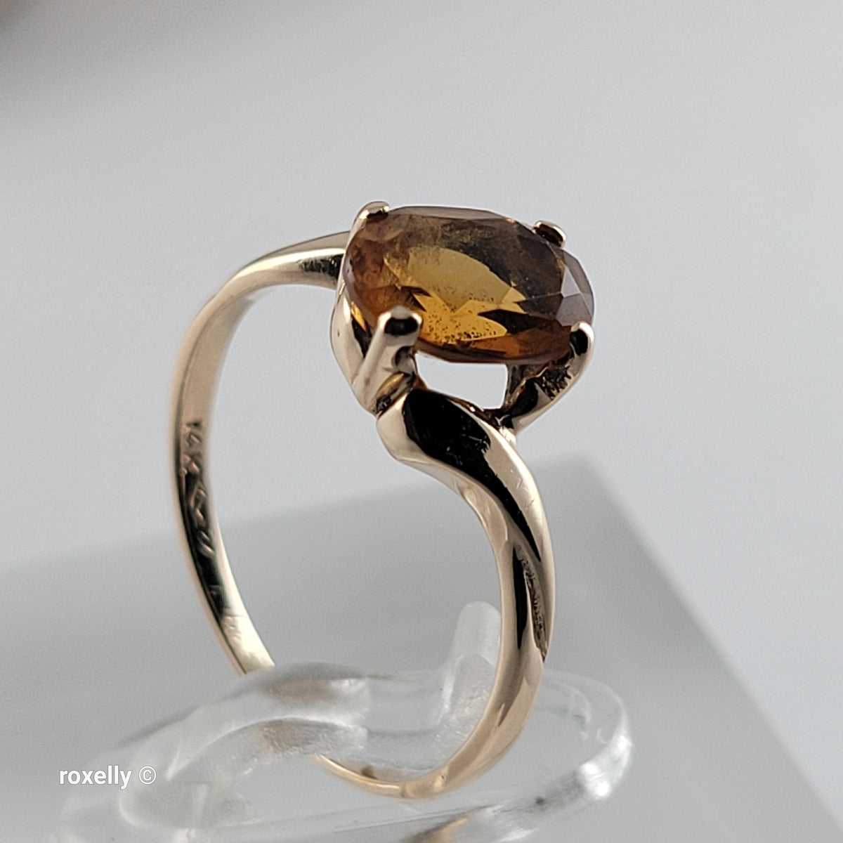14K Yellow Gold Citrine Gemstone Bypass Ring Size 5.25 - Solid Gold