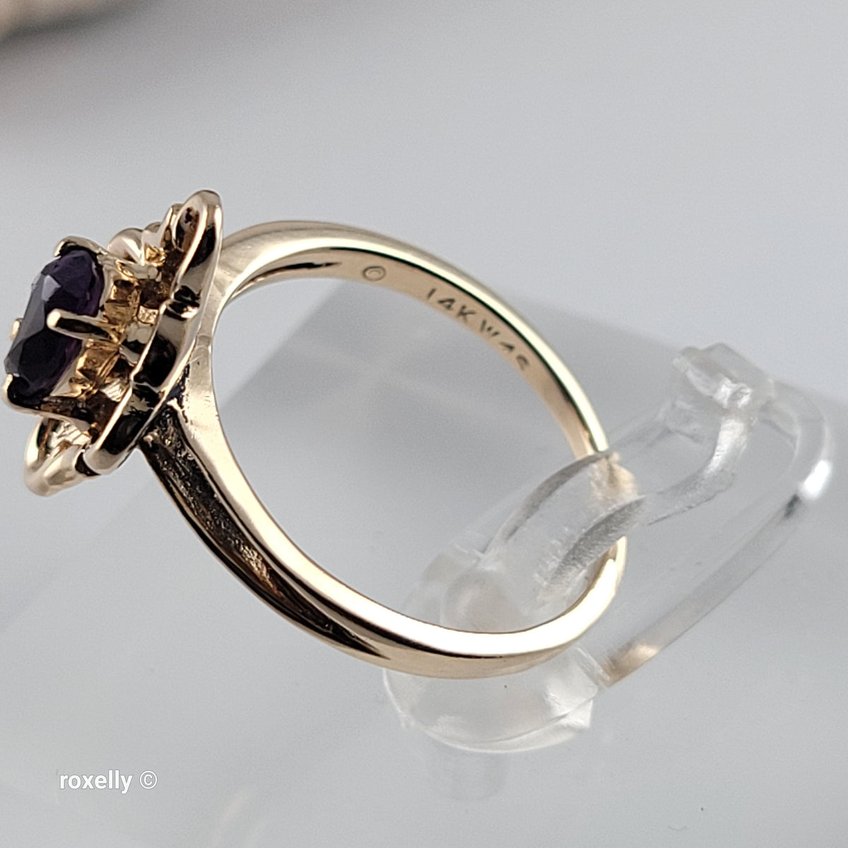 14K Yellow Gold Amethyst Cocktail Ring Size 6 - Solid Gold