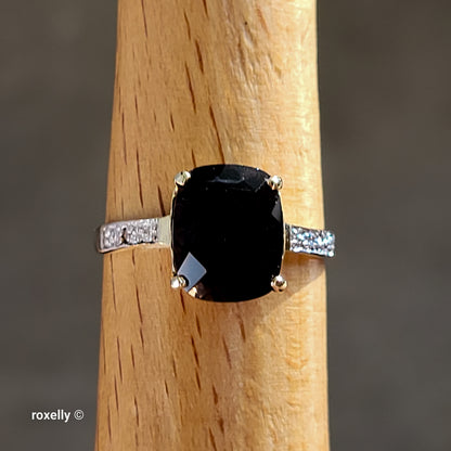 10K Yellow Gold Smoky Topaz and Genuine Diamonds Ring Size 6.75 - Solid Gold