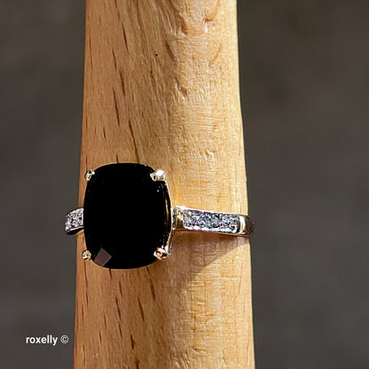 10K Yellow Gold Smoky Topaz and Genuine Diamonds Ring Size 6.75 - Solid Gold