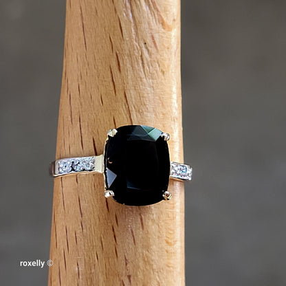 10K Yellow Gold Smoky Topaz and Genuine Diamonds Ring Size 6.75 - Solid Gold