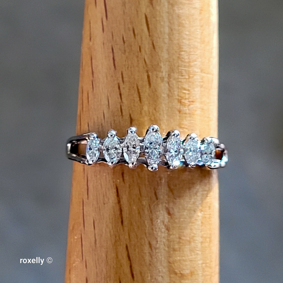 14K White Gold White Genuine Diamonds Tiara Ring Size 8 - Solid Gold