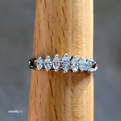 14K White Gold White Genuine Diamonds Tiara Ring Size 8 - Solid Gold