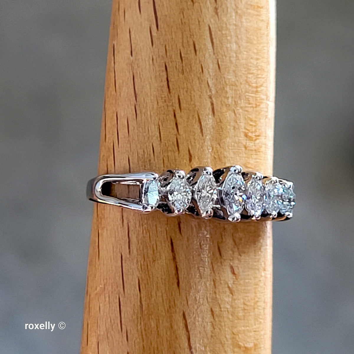14K White Gold White Genuine Diamonds Tiara Ring Size 8 - Solid Gold
