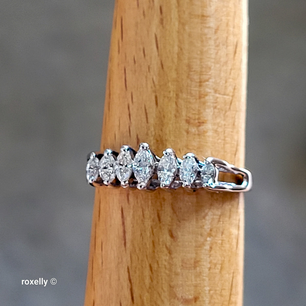 14K White Gold White Genuine Diamonds Tiara Ring Size 8 - Solid Gold