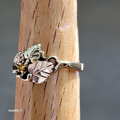 10K Yellow Gold Citrine and Leaves Black Hills Ring Size 6.75 - Solid Gold