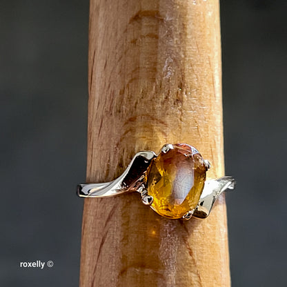 14K Yellow Gold Citrine Gemstone Bypass Ring Size 5.25 - Solid Gold