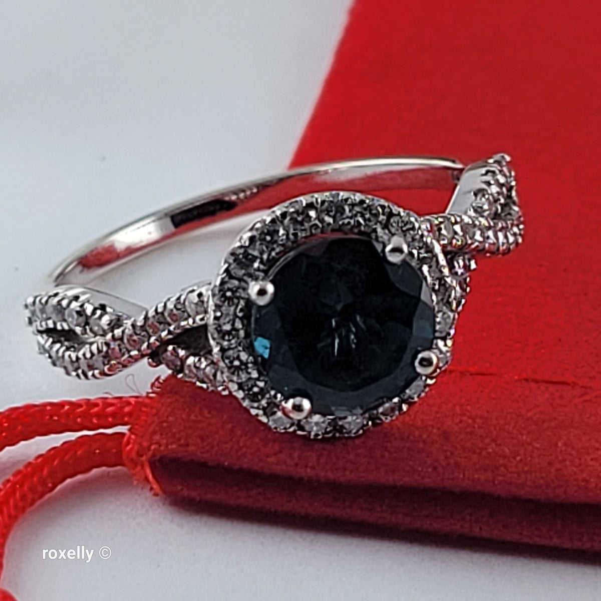 14K White Gold London Blue Topaz & Genuine Diamonds Ring Size 10.5 - Solid Gold