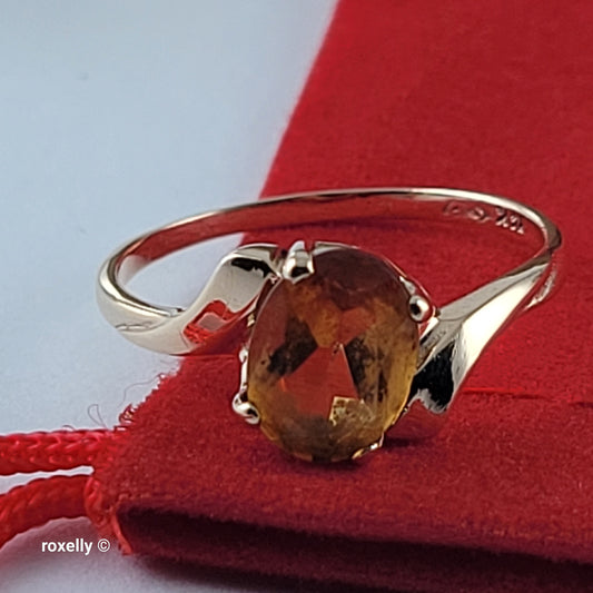 14K Yellow Gold Citrine Gemstone Bypass Ring Size 5.25 - Solid Gold