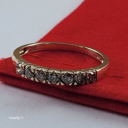 14K Yellow Gold Genuine Diamonds Band Ring Size 7.75 - Solid Gold