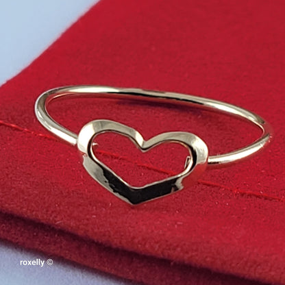 18K Yellow Gold Heart-Shaped Dainty Ring Size 4.75 - Solid Gold