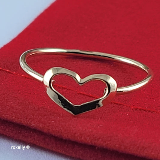 18K Yellow Gold Heart-Shaped Dainty Ring Size 4.75 - Solid Gold