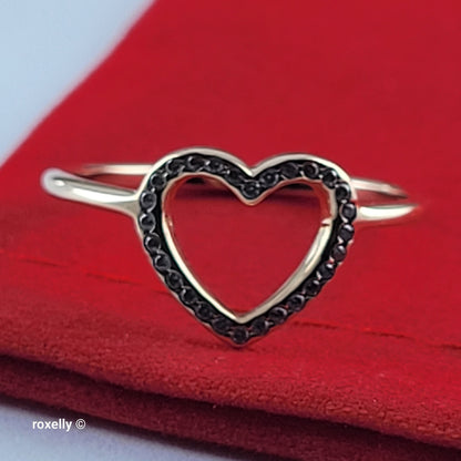 14K Yellow Gold Heart-Shaped Cubic Zirconia Ring Size 8.25 - Solid Gold
